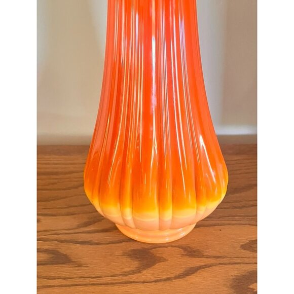 Vintage MCM L.E. Smith Bittersweet Ribbed Tall Vase 24" Orange Yellow - Picture 5 of 9